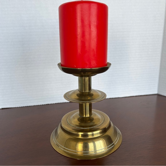 Two Brass Pillar (Piller) Candle Holders/Stands - Picture 9 of 15